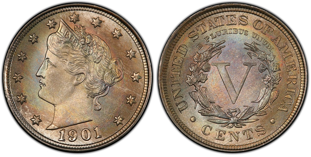 Historical Philadelphia Mint facility circa 1901 or group of 1901 Liberty Head Nickels in various grades